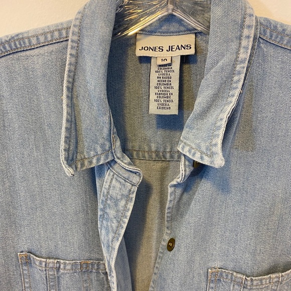 SOLD!!! Y2K Short Sleeve Denim Shirt Dress w/Slits - Picture 2 of 6